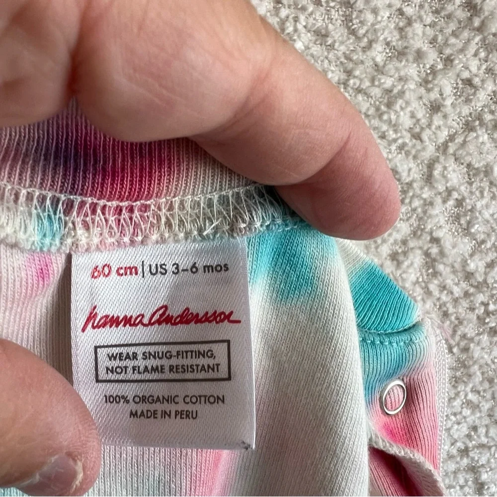 Hanna Andersson Infant‎ Tie Dye Zip Up Organic Cotton Pajamas Size 3-6 Months
